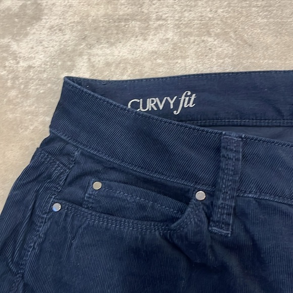 Ann Taylor Navy Corduroy Curvy Fit Straight Jeans - Picture 4 of 5